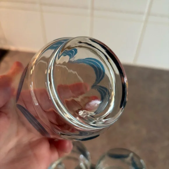 60/70's Lowball Glasses - 6 - Aqua Glassware - 60's Barcart Glasses - Barware - Picture 4 of 9